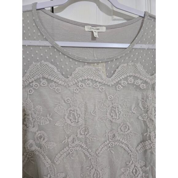 Maurices small gray shirt with lace and embroidery new with tags - Picture 4 of 9